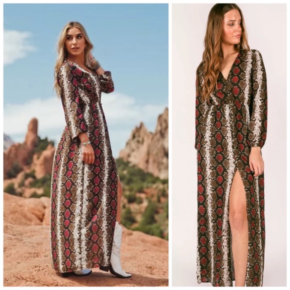 Buddy Love Dresses & Skirts - NWT Buddy Love Dolly Snakeskin Print Maxi Dress